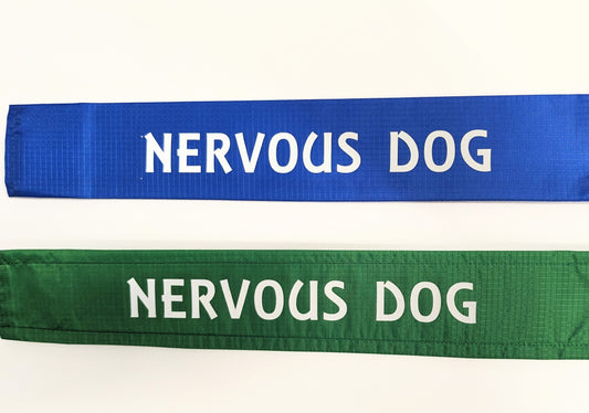 "Nervous dog" Dog lead sleeve / cover for dog leash - canine training - socialising - safety aid - hi vis - various colours - see photos and description
