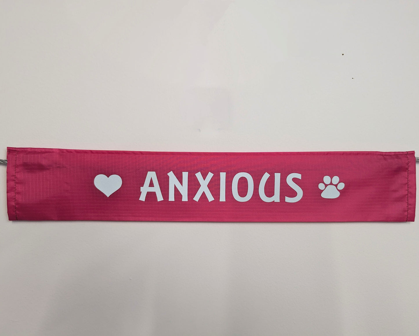 "ANXIOUS"  Dog lead sleeve / cover in PINK. For dog leash - canine training - puppy socialising - reactive dog - support dog