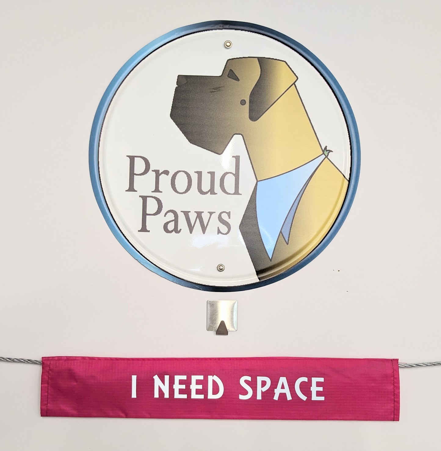 "I need space" deep pink Dog lead sleeve / cover for dog leash - canine training - puppy socialising - reactive dog - support dog