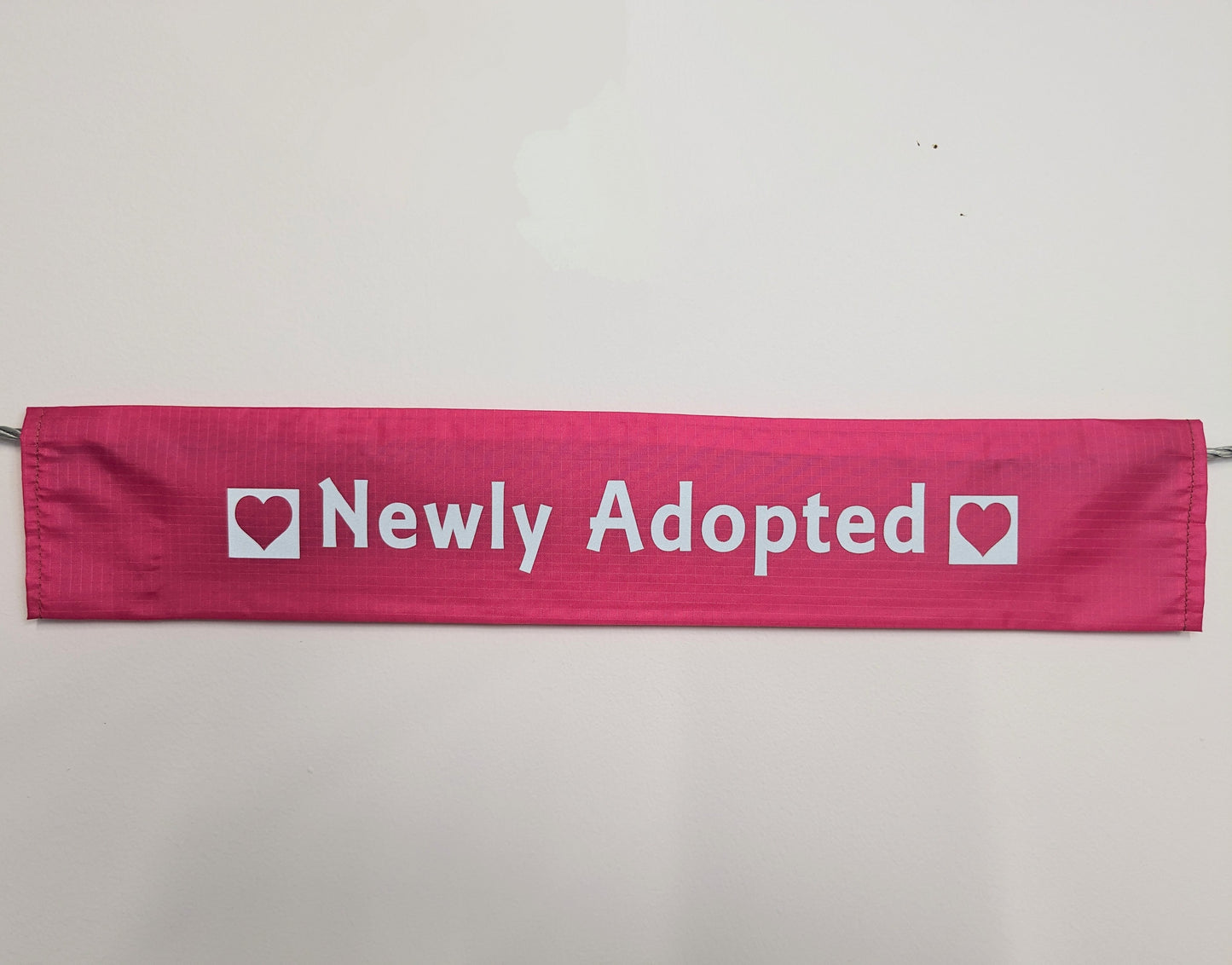 "NEWLY ADOPTED"  Dog lead sleeve / cover in PINK. For dog leash - canine training - puppy socialising - reactive dog - support dog