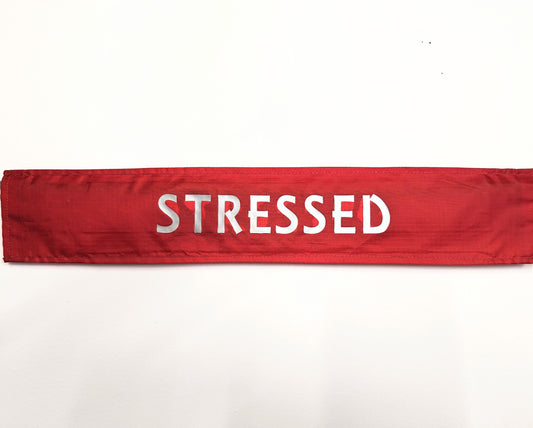 "STRESSED" Bright Red Dog lead sleeve / cover for dog leash - canine training - puppy socialising - stressed stressing stressy dog