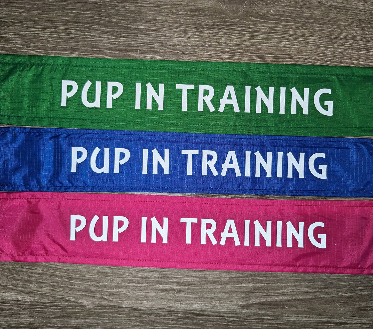 "Pup in training"  Dog lead sleeve / cover for dog leash - canine training - puppy socialising - Emerald Green, Deep Pink, Royal Blue