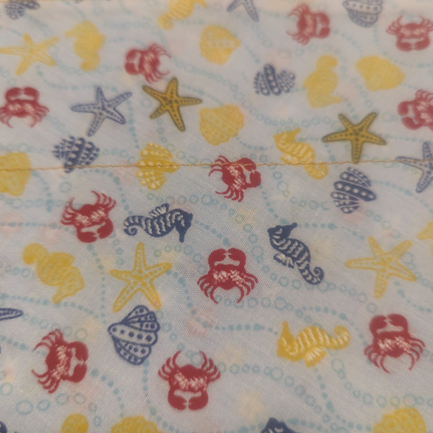 NOW HALF PRICE ! Small Reversible Dog Bandana, Double sided - cute multicolour tiny flowers  on cheerful springtime sky blue background // beach seaside holidays crabs starfish shells waves and seahorses