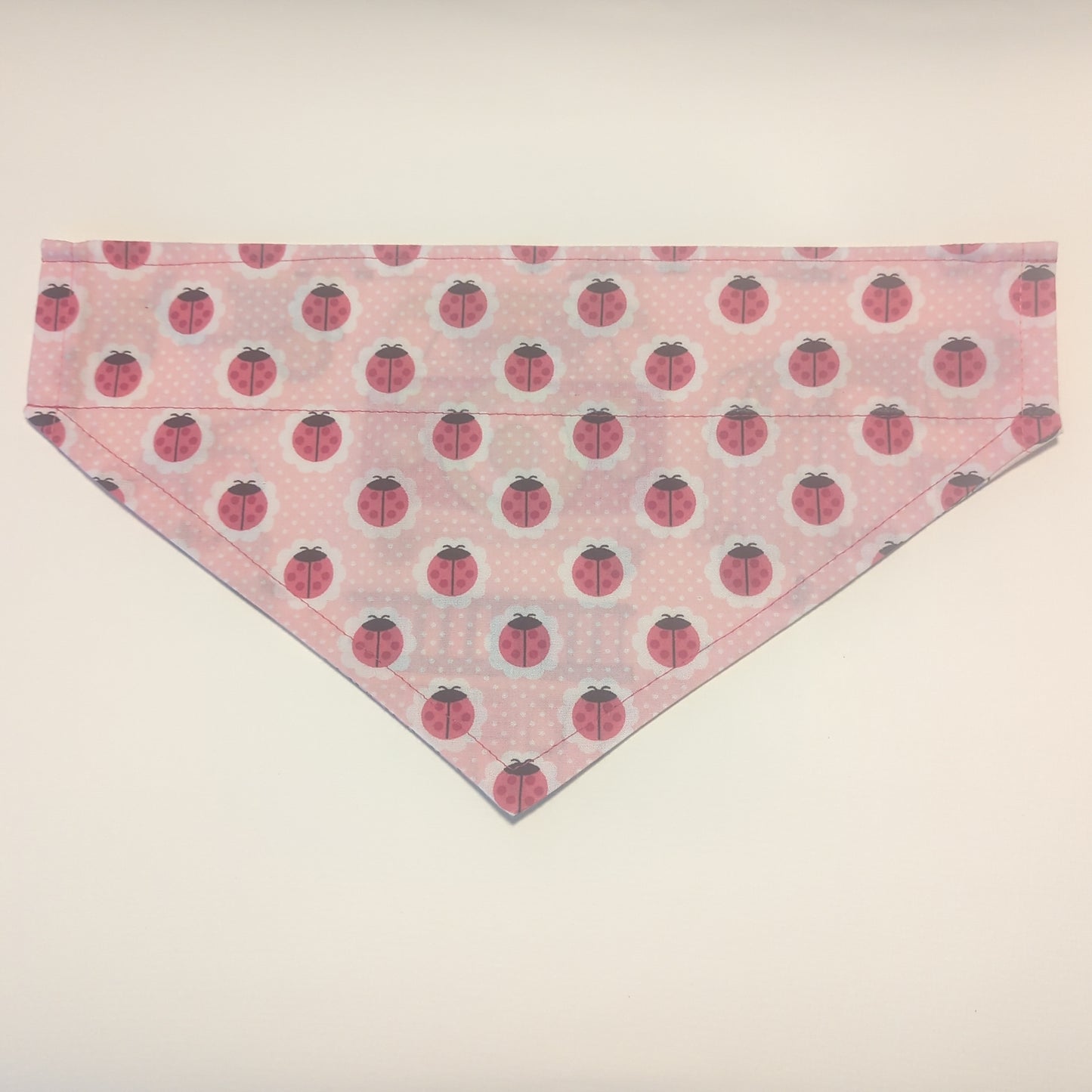 Small Reversible Dog Bandana, Double sided - cute pink and red ladybird with white polkadots on pink background // vanlife Vw campervans, retro multicolour mopeds